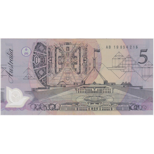 1992 $5 Note AB19 Last Prefix Fraser/Cole R214L Extremely Fine