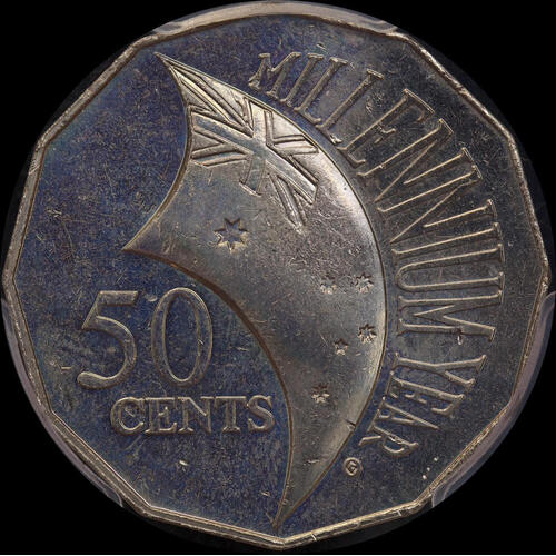 2000 50 Cent Millennium Incuse Flag PCGS MS 63