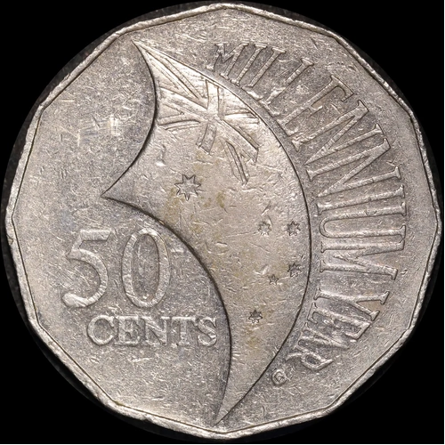 2000 50 Cent Millennium Incuse Flag Extremely Fine