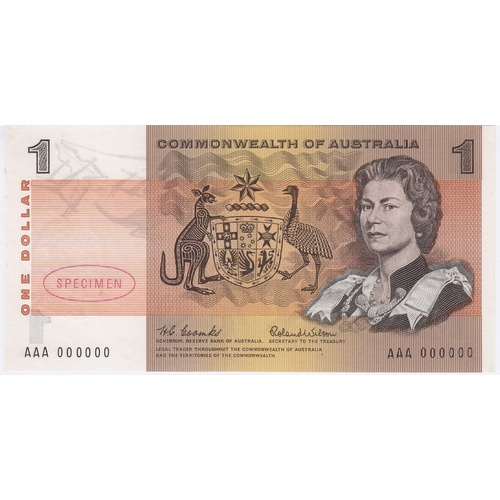 1966 $1 Specimen Note Type 1 Coombs/Wilson Uncirculated