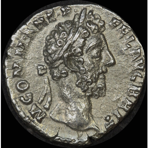 Ancient Rome (Imperial) 185 AD Commodus Silver Denarius Globe and scroll RIC 124 good VF