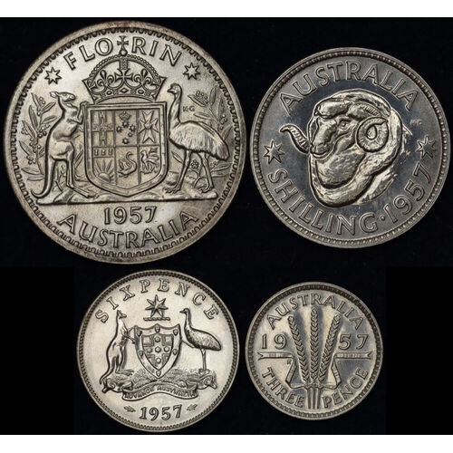 1957 Melbourne 4-Coin Silver Proof Set
