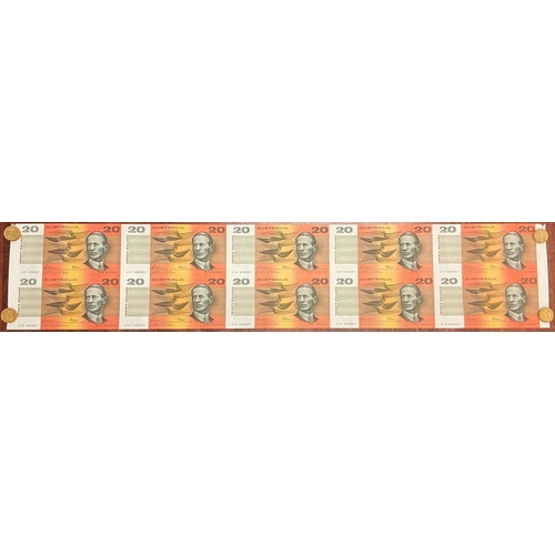 Twenty Dollar 1989 Uncut Strip of 10 Phillips / Fraser