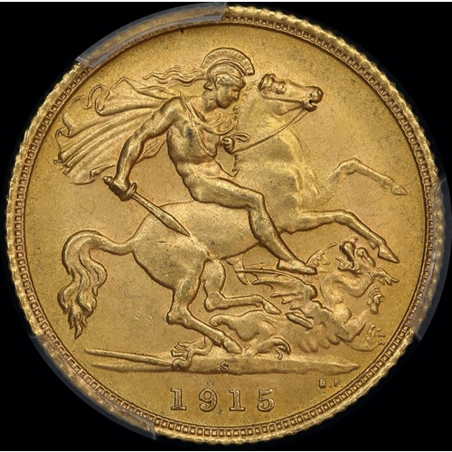 1915 Sydney George V Half Sovereign Choice Unc (PCGS MS64+)
