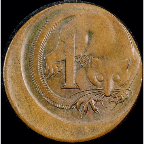 1966 Canberra 1 Cent 3mm Offstrike about Unc