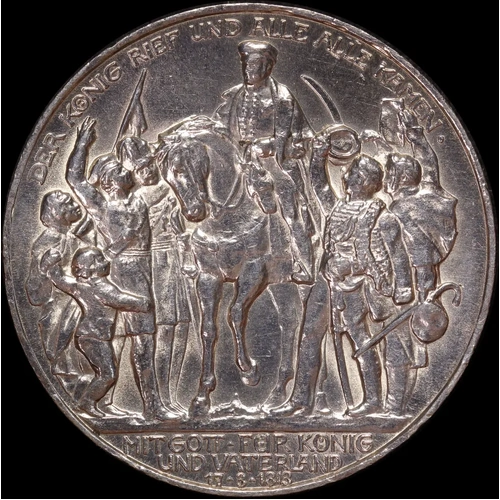 Germany (Prussia) 1913-A Silver 3 Marks Napoleon KM#535 Choice Uncirculated