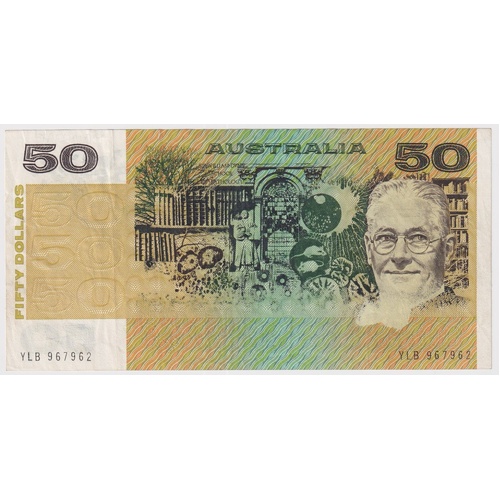 1983 $50 Note Johnston/Stone Missing Intaglio and Signatures R508 good VF