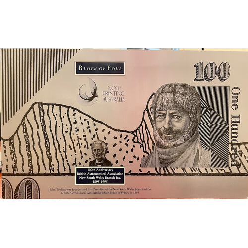 1995 100 Dollar Uncut Block of Four Deluxe