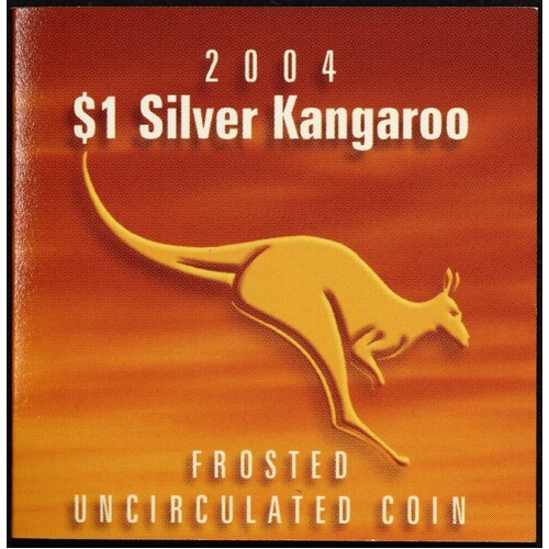 2004 One Dollar Silver Kangaroo Unc Coin In Box Silhouette on Horizon