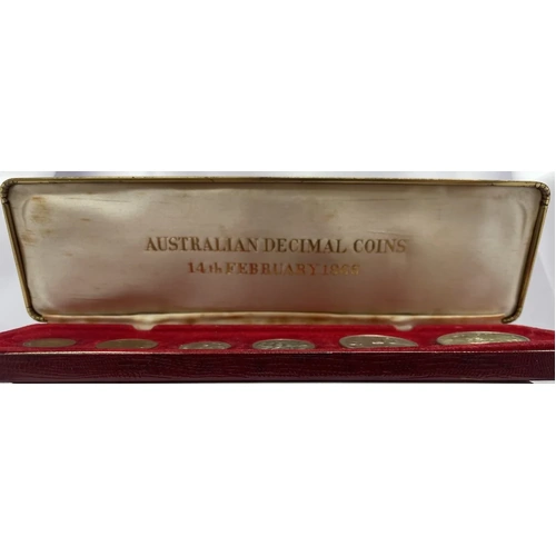 1966 Australian Decimal Coins Set Red Leatherette Case 