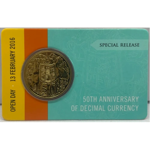 2016 Gold Plated 50 Cent in Special Open Day Presentation Card