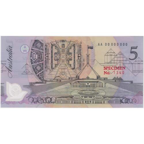 Australia 1992 5 Dollar Polymer Specimen Banknote