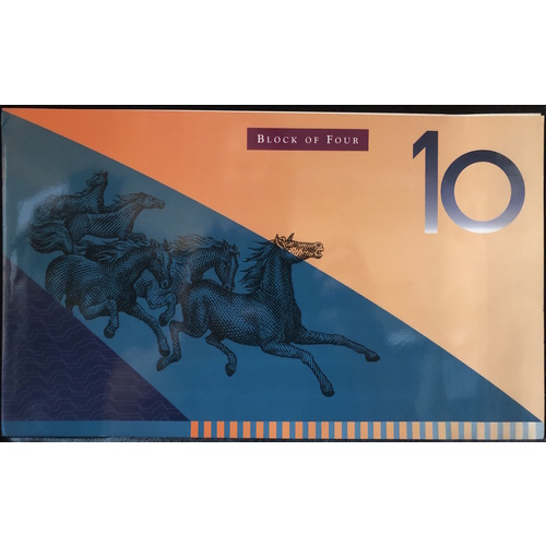 1997 10 Dollars Uncut Block of Four - Premium Red Serials