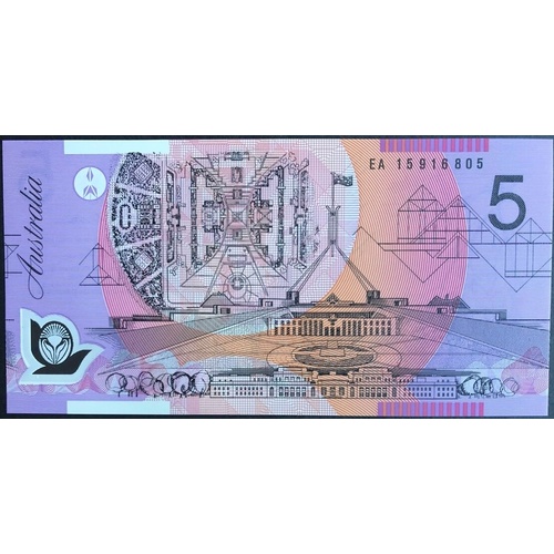 2015 $5 Note Stevens / Fraser EA15 Last Prefix R223L Uncirculated