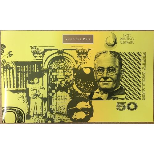 1994 Fifty Dollar Uncut Vertical Pair Black Serials