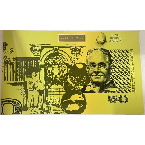 1994 50 Dollar Uncut Vertical Pair Black Serials