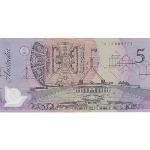 1993 $5 Note Fraser/Evans Pale Green Serials R216i Uncirculated