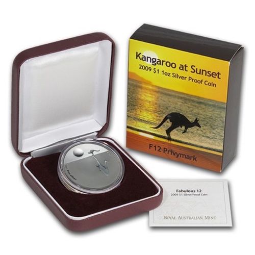 2009 One Dollar Silver Proof Kangaroo At Sunset F12 Privy Mark