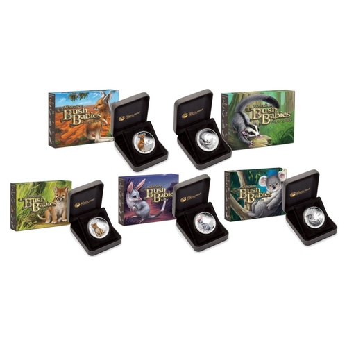 2010 - 2011 Silver 5 Coin Set 1/2 Ounce Bush Babies Series I