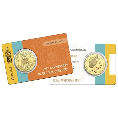 2016 Gold Plated 50 Cent Uncirculated Coin World Money Fair Berlin