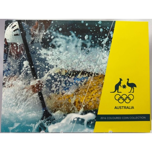 2016 Coloured 2 Dollar 5 Coin Set Australian Olympic Team Canoeing Cover