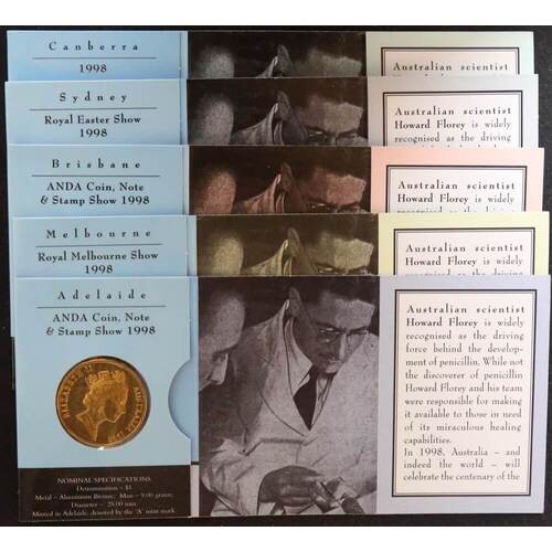 1998 1 Dollar Set of 5 Mintmark Coins Howard Florey 