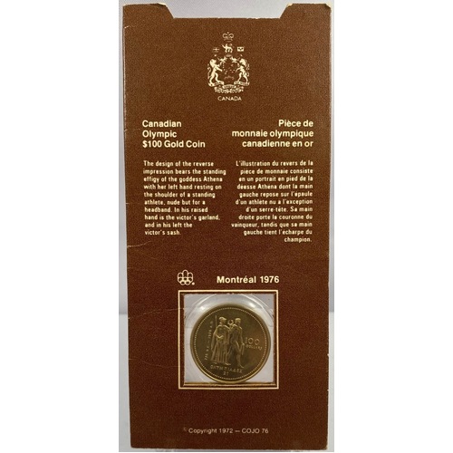 Canada 1976 Gold 100 Dollars Montreal Olympics KM#115 Uncirculated