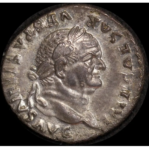 Ancient Rome (Imperial) 75 AD Vespasian Silver Denarius Pax Seated RIC II 772 good VF