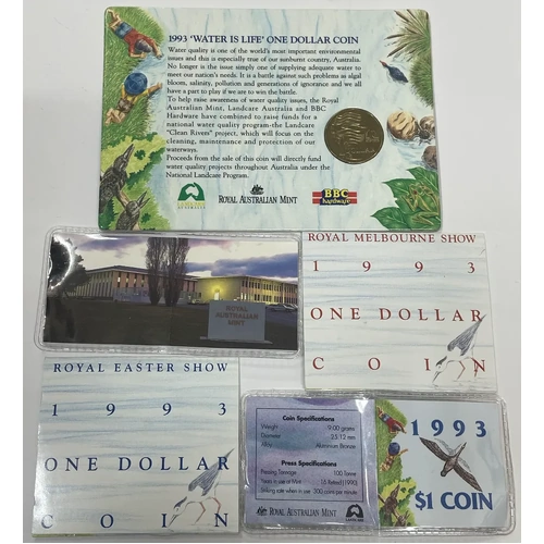 1993 1 Dollar Set of 5 Mintmark Coins Landcare 