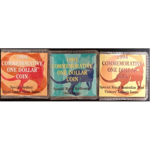 1994 1 Dollar Set of 3 Mintmark Coins Decade of the Dollar 