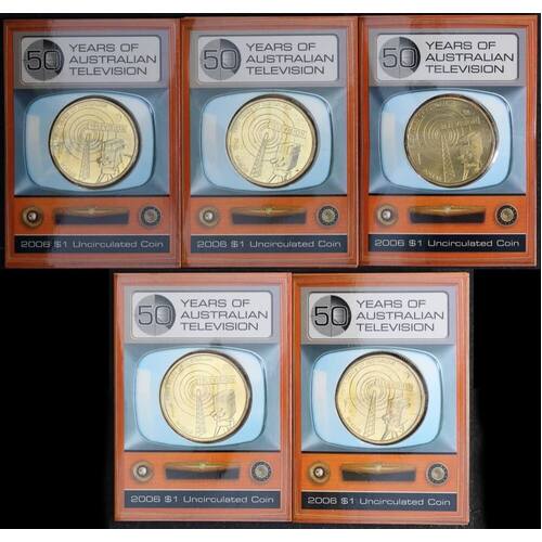 2006 TV Dollar Unc Set Of 5 Mintmarks CSMB and TV