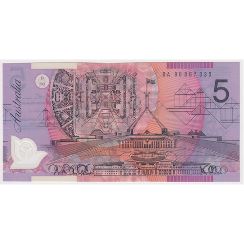 1998 $5 Note MacFarlane/Evans BA98 First Prefix R218cF Uncirculated