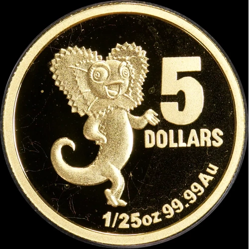 2009 Gold $5 Proof Little Dinkums Lillypilly Frill-Necked Lizard No Box