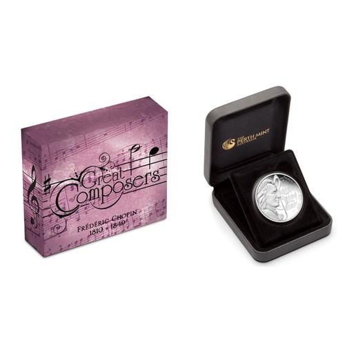 2010 Silver 1 Ounce Proof Great Composers - Frederic Chopin