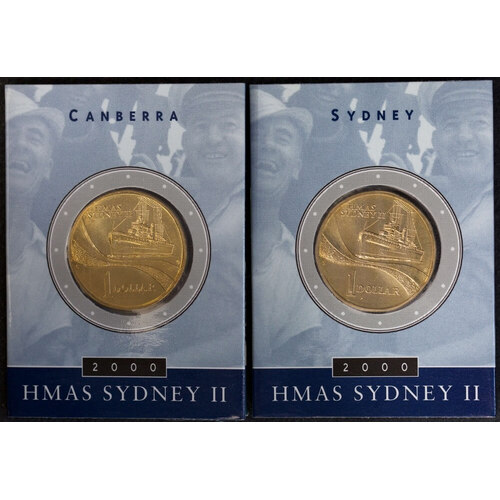 2000 1 Dollar Pair of Mintmark Coins HMAS Sydney