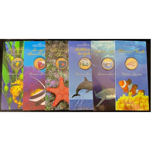 2007 1 Dollar Set of 6 Uncirculated Coins Ocean Series