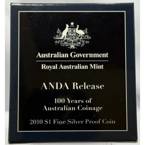 2010 One Dollar Silver Proof Coin 100 Years of Coinage Perth ANDA Show Special