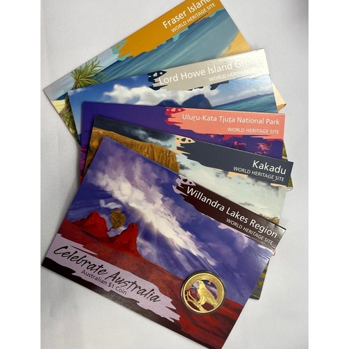 2012 One Dollar Unc 5 Coin Set Celebrate Australia