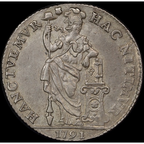 Netherlands (Utrecht) 1791 Silver Guilder KM#102.3 about EF