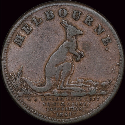 Taylor Copper Halfpenny Token 1854 A# 573 about VF