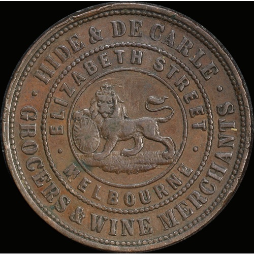 Hide and De Carle Copper Penny Token 1858 A# 241 Very Fine