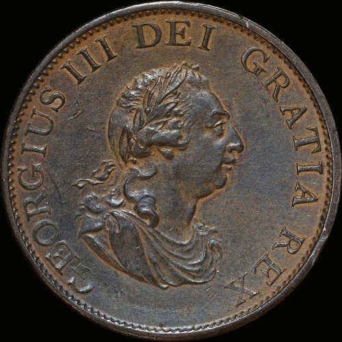 1799 Copper Halfpenny George III S#3778 good EF