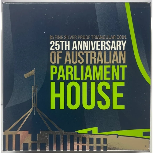 2013 Silver 5 Dollar Triangular Proof Coin 25th Anniversary of Parliament House