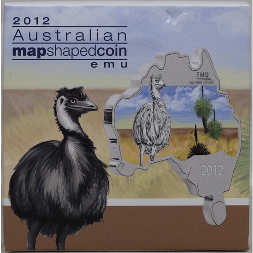 2012 Silver 1oz Specimen Map Shaped Coin - Emu