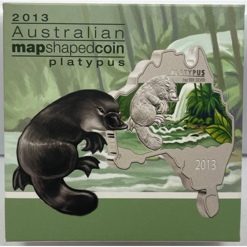 2013 Silver 1 Ounce Specimen Map Shaped Coin - Platypus
