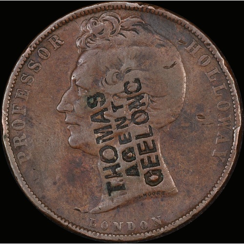 Holloway - Surcharged Thomas Agent Geelong Copper Penny 1857 A# 660-64 AVF