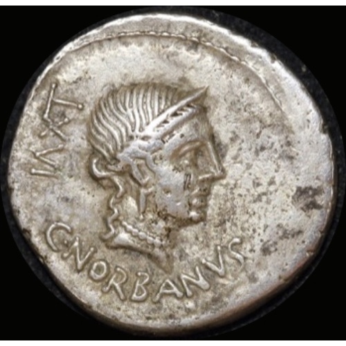 Ancient Rome (Republic) 83 B.C. C. Norbanus Silver Denarius Prow RRC 357/1b Very Fine