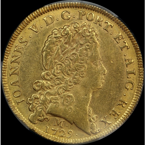 Brazil Gold 12,800 Reis (Johanna) 1729-M KM#139 PCGS MS61