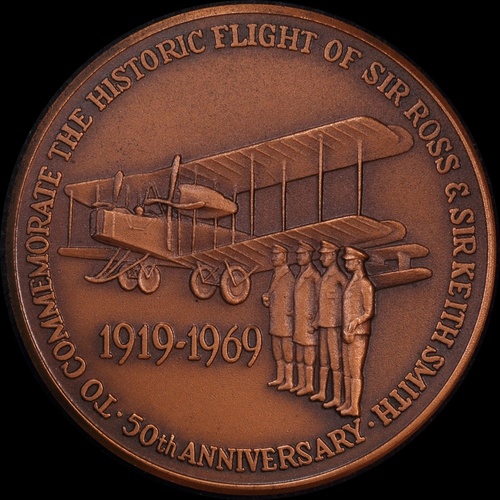 Numismatic Association of Victoria Bronze Medallion 1969 50th Anniversary of England Australia Flight C# 1969/10 Uncirculated
