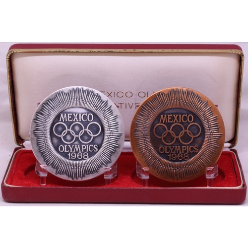 Max Stern Bronze / Silvered Bronze Medallion 1968 Mexico Summer Olympics 1968/9 Uncirculated